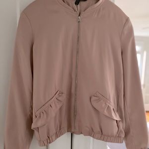 Zara Blush Satin Bomber Jacket